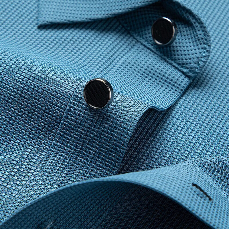 罗蒙（ROMON）华夫格高弹短袖t恤男冰丝弹力T恤中青年男士纯色翻领polo 深蓝 XL (180) (建议135-155斤)