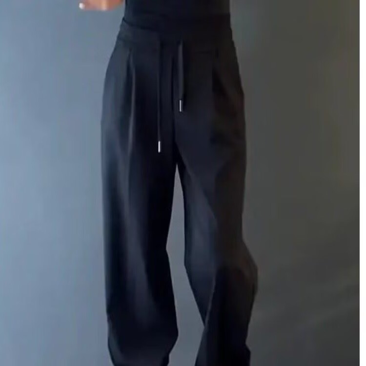 罗鸣老人2026新款轻奢休闲裤混纺运动宽松舒适直筒正品男裤显瘦 黑色 XL （建议130-145斤）