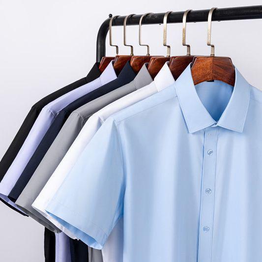 莫代尔衬衫男职业短袖白衬衣商务职业男士衬衣修身 藏青色 45