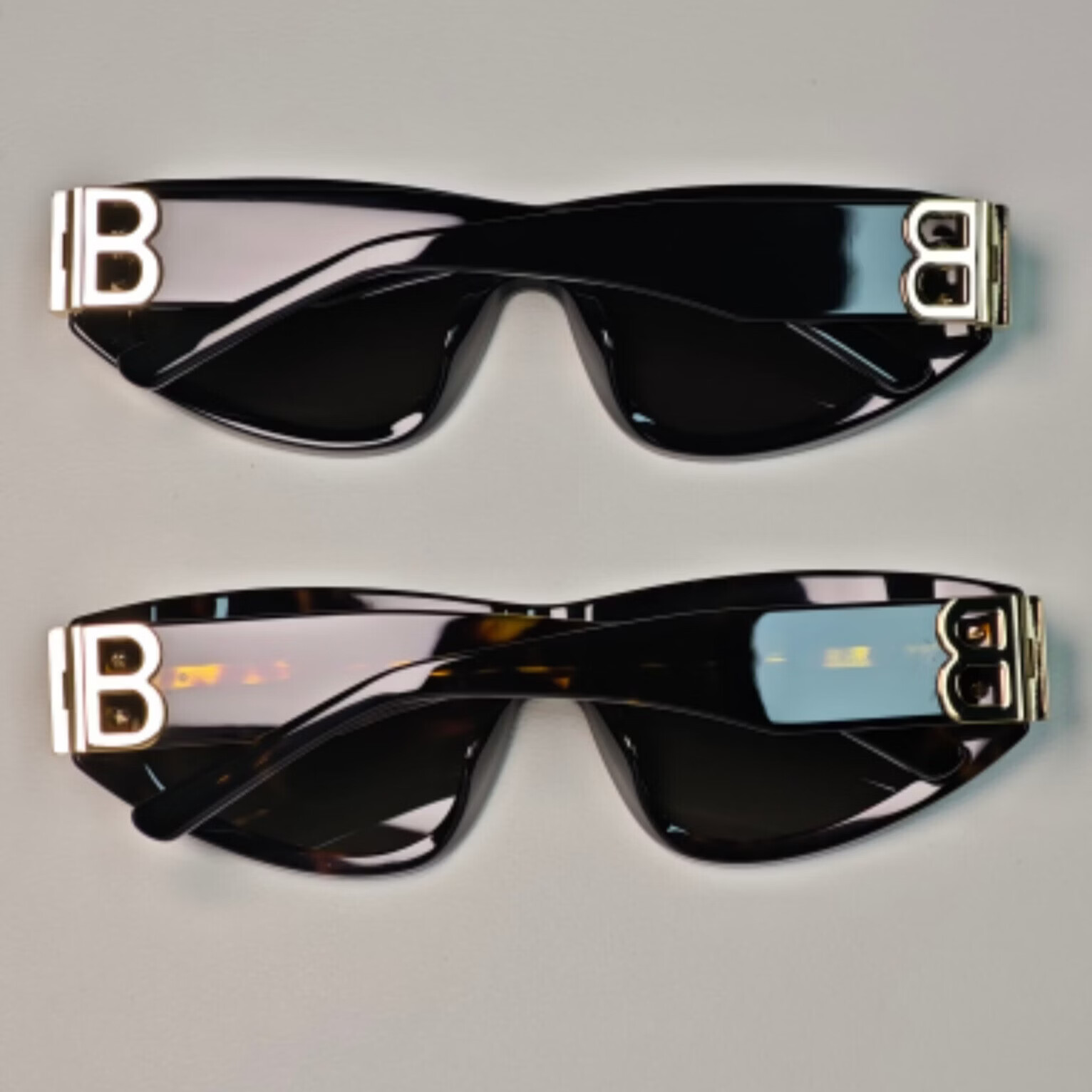 GUIG时尚B字大logo金属铆钉猫眼墨镜男女同款太阳镜 茶色 加配进口镜片【配度数专用】