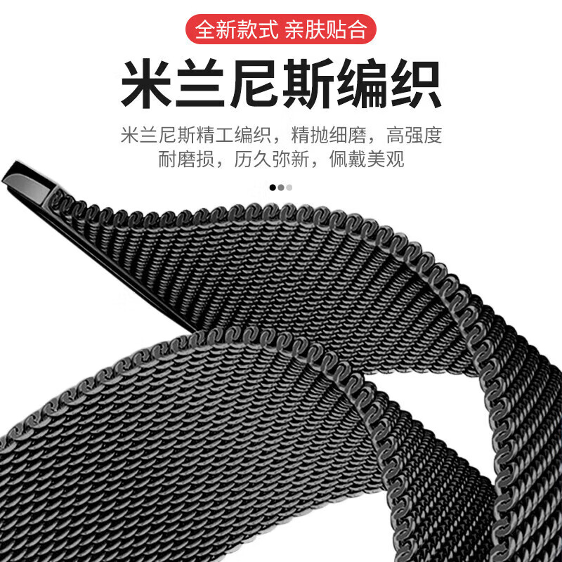 优选表带适用华为GT6手表GT5表带watch5钢带GT6pro米兰尼斯双磁吸金属腕带防汗透气柔软男女通用款 黑色【米兰尼斯款】 适用:华为GT6/GT6 Pro【46表盘】