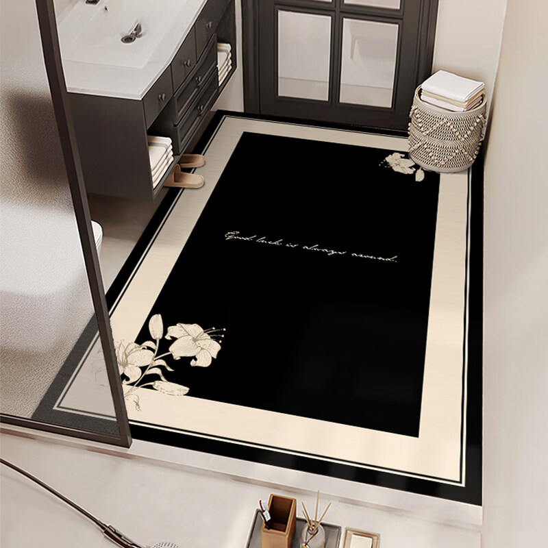 DONOYA 多罗亚整铺硅藻泥卫生间地垫浴室门口吸水地垫卫生间门口吸水防滑垫脚垫 琪娜简约【升级加厚硅藻泥4mm丨吸水免擦洗】 50cm*80cm 【超吸水丨现货速发】