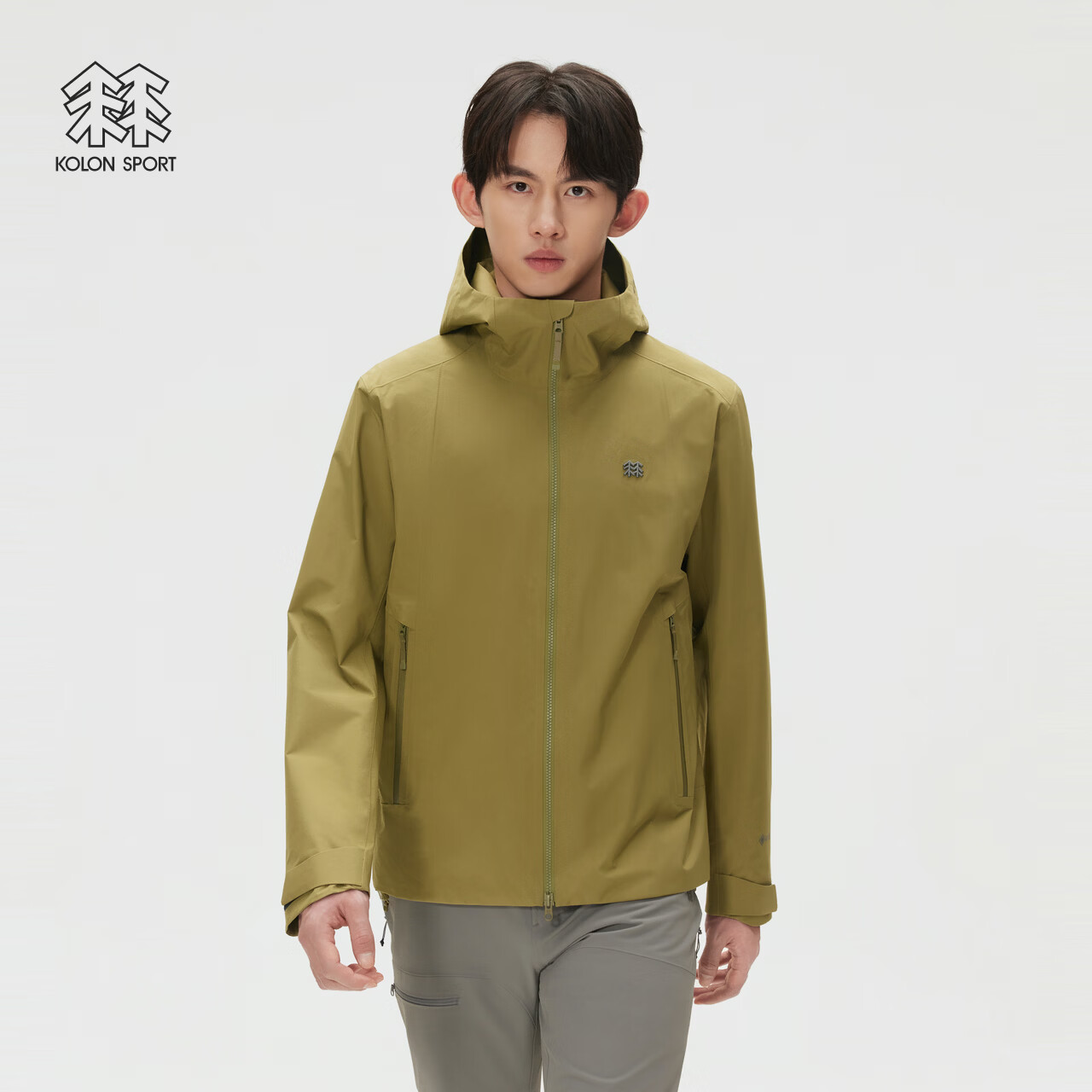 KOLON SPORT/可隆户外冲锋衣2级 男士透湿防风GTX 2L防水夹克 LHGJ6SN043-OG 橄榄绿 L 175/96A