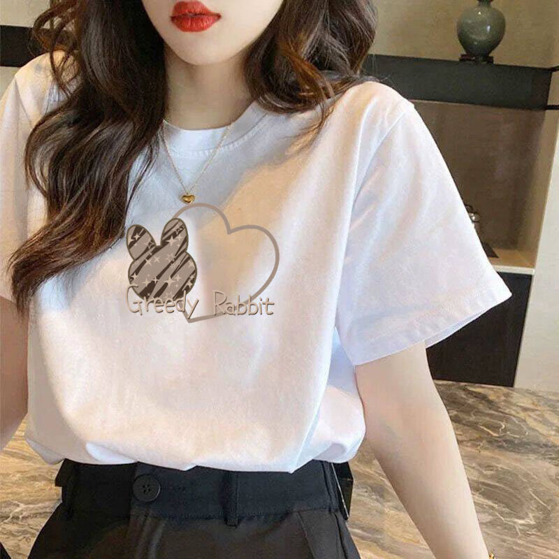 CronetKcnsy纯棉短袖t恤女大码夏季新款女装宽松显瘦白色体恤上衣打底衫ins潮 此图随机发三件,有想要的图,请留言 L 建议110-125斤