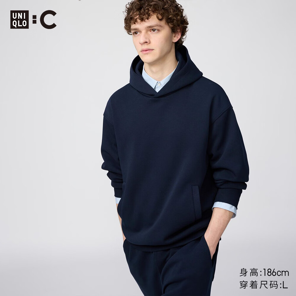 优衣库合作款男女装宽松连帽卫衣长袖运动479945 482309 482309/69藏青色 L