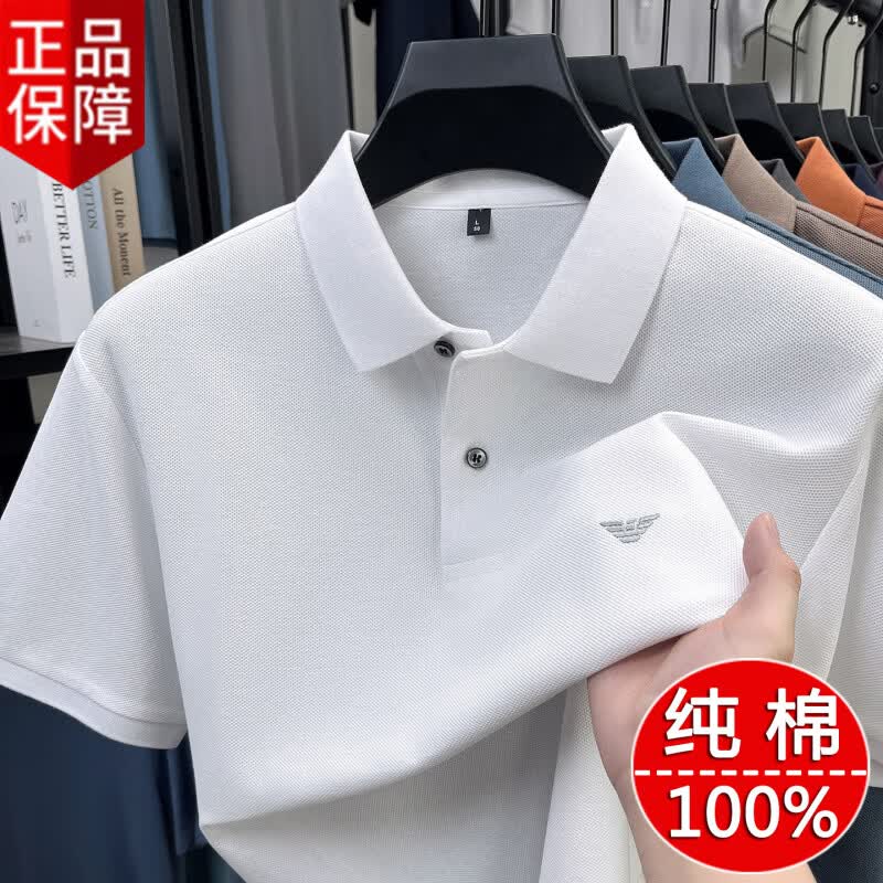 GABBANIE阿玛尼意大利正品纯棉短袖t恤男士全棉上衣夏款休闲翻领polo衫高 十大奢侈品男装国际一线品牌霞光紫 XL 175__(建议140-155斤)