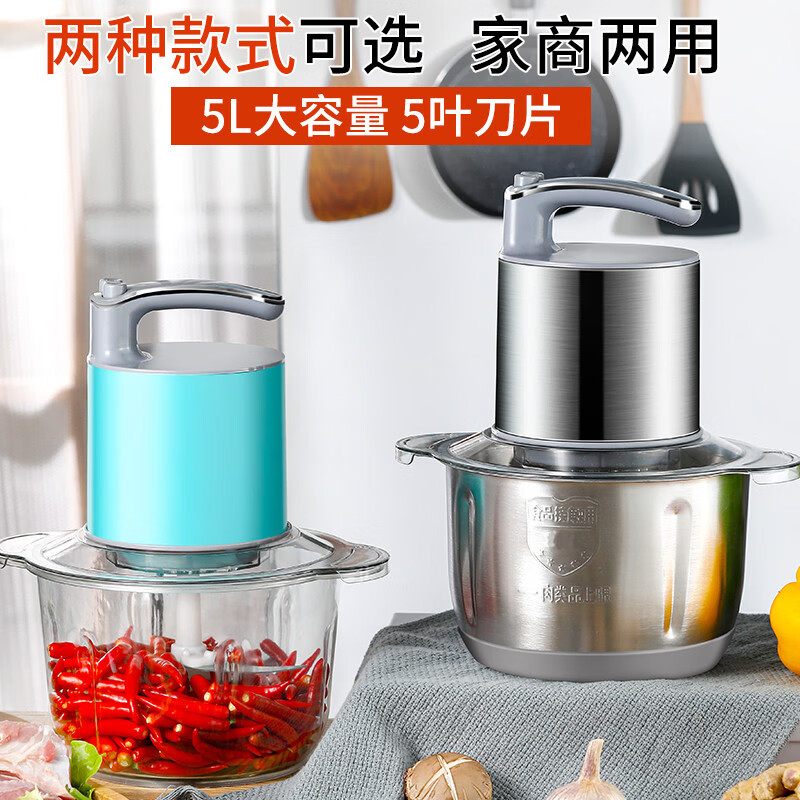 中掌柜龙德利绞肉机家用电动不锈钢小型碎肉馅搅拌机多功能打蒜泥蒜蓉器 2L不 2L 2L不锈钢绞肉机单刀款150W