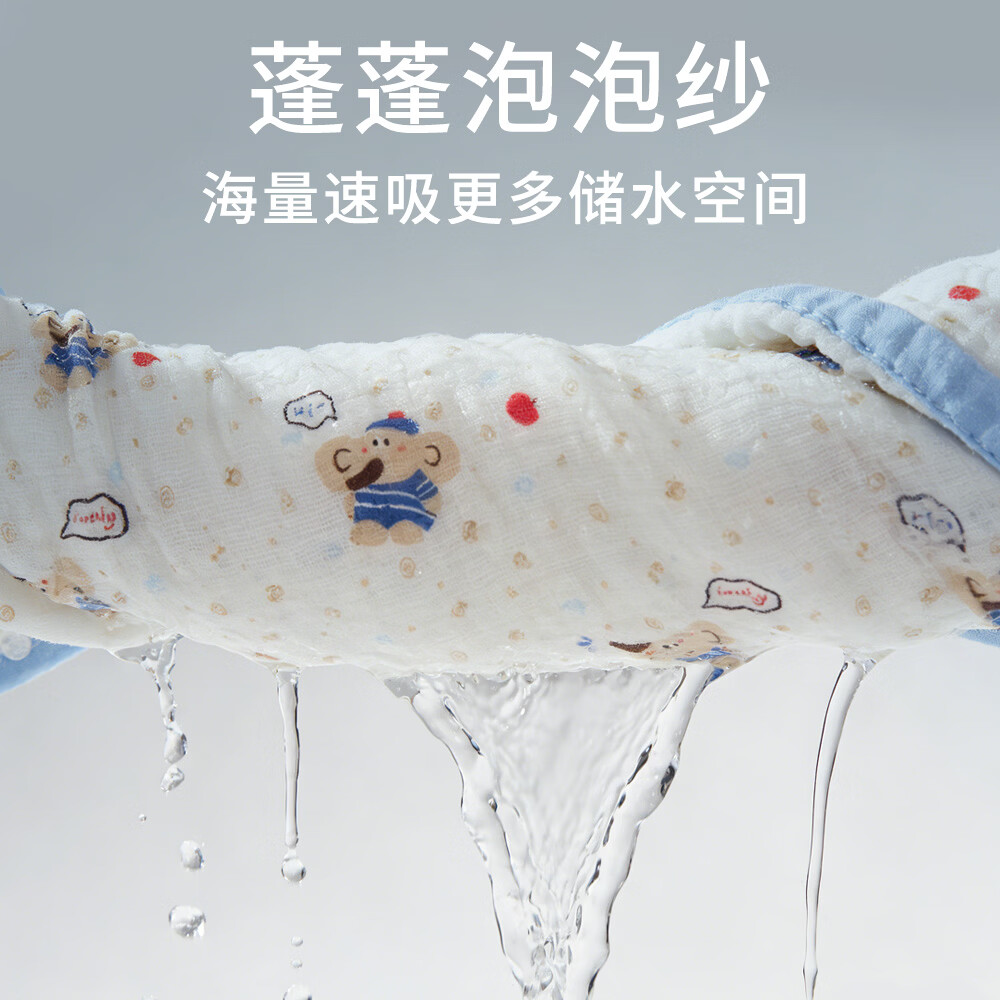 班杰威尔（Banjvall）婴儿浴巾纯棉6层纱布儿童浴巾新生儿盖毯初生宝宝洗澡包被包巾 跳跳狗【6层纯棉纱布-10A抗菌】 110*102cm