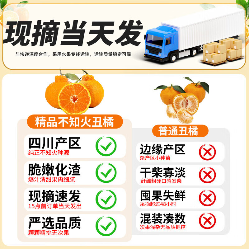 果食鲜丰四川不知火丑橘柑橘丑柑丑桔子新鲜水果整箱现摘现发当季时令水果 净重4.5-5斤精品果【70-75mm】