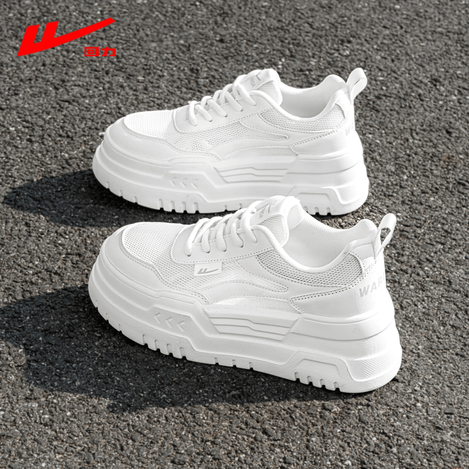 回力小白鞋女款2026新款爆款夏季薄款网面透气女鞋子厚底增高网鞋 白色 37