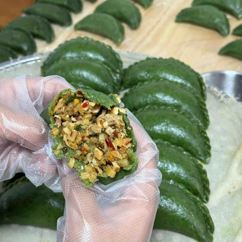 糯叽叽皮薄馅多传统小吃清明粿青团糯米团子艾草粑粑糍粑艾叶糯米 笋干酸菜肉(微辣)10个清明果