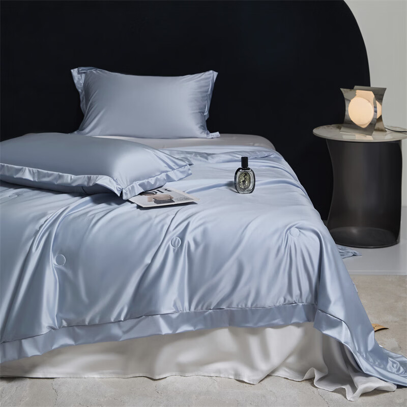 恒源祥蚕丝被 100%中长柞蚕丝A类夏季柔顺亲肤可机洗轻薄学生宿舍夏凉被 高贵蓝 【100%中长蚕丝】 150cm*200cm