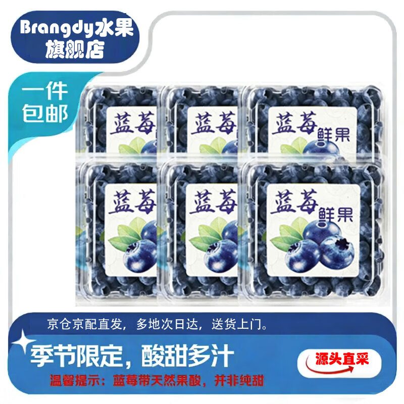 Brangdy云南蓝莓 新鲜时令水果整箱 多地次日达 单粒15mm+净重100-125g*12盒