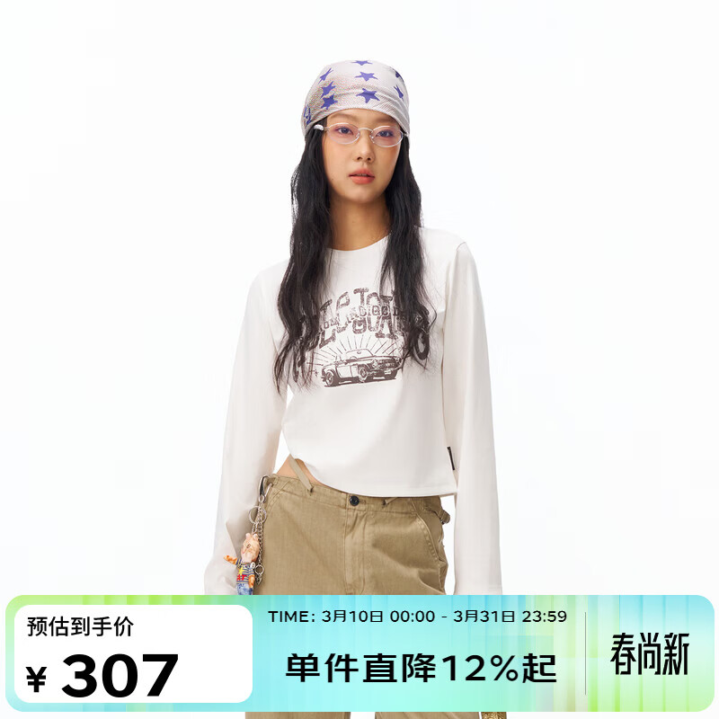 ABLE JEANS 26春新款女装长袖T恤衫个性潮流上衣宽松显瘦可外穿980012 象牙白 /812 XS