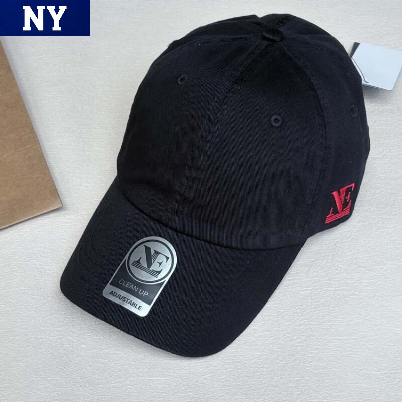 刺绣字母男女简约纯色时尚棒球帽户外出游遮阳鸭舌帽百搭 黑红(软顶男女同款） 均码 可调节（54-61cm) 京东折扣/优惠券