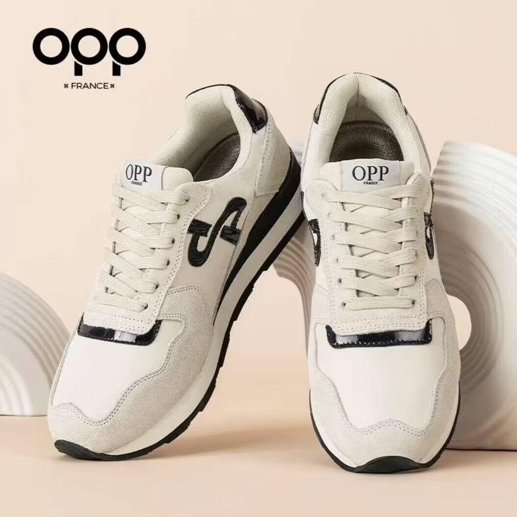 OPP男鞋复古休闲阿甘鞋百搭男款 拼色运动鞋通勤德训鞋休闲鞋子 米蓝色 单层 45