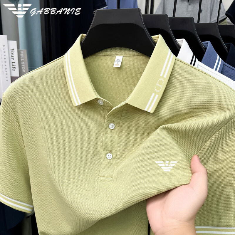 阿玛尼（ARMANI）正品男士夏季新款短袖polo衫纯色翻领商务休闲丝光棉t恤上衣高端 十大奢侈品男装国际一线品牌82610白色 XL 52_(适合体重130-150斤)