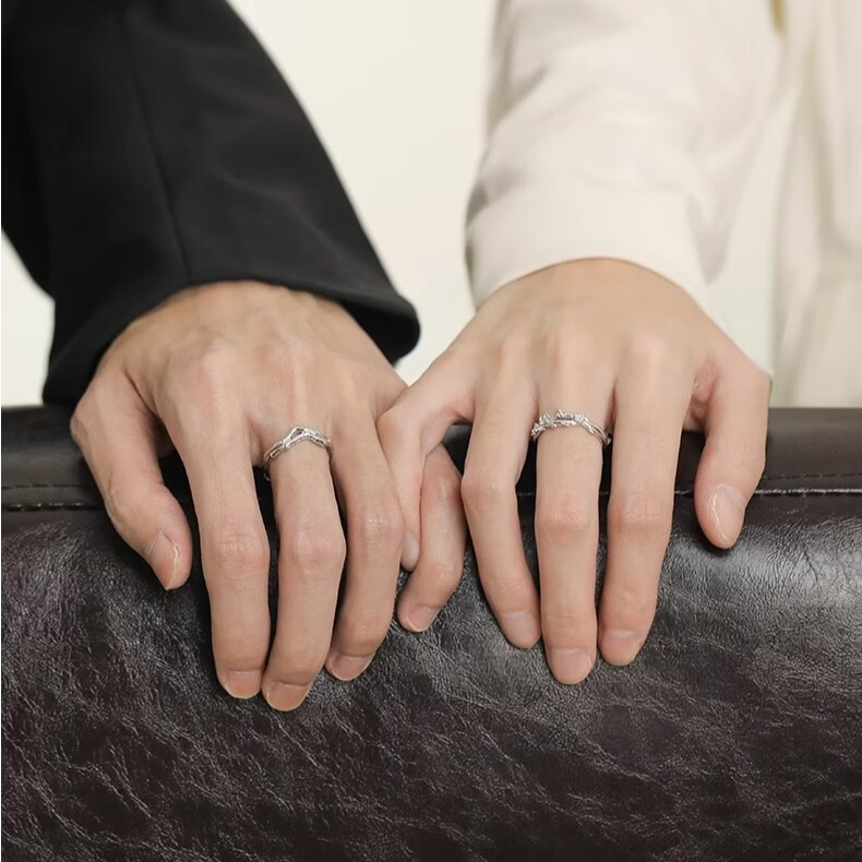 宝恋海棠情侣对戒S925纯银戒指一对款定情信物新款纪念520礼物送女友 【S925银】海棠情侣对戒-真爱花盒 【开口可调节】支持异地分开发货