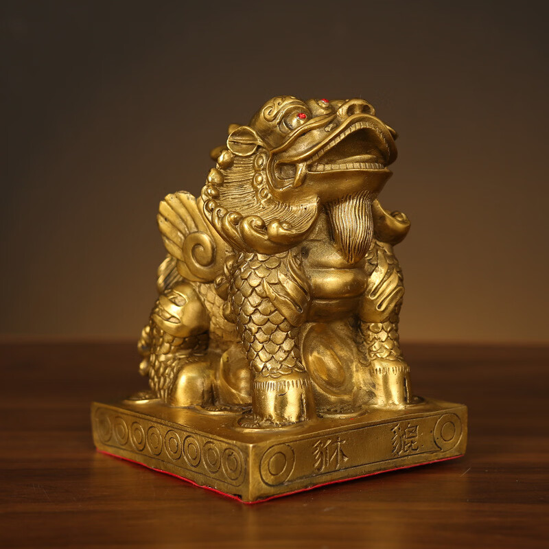 其他厂家批发黄铜貔貅桌面摆件大小号铜皮休办公室家居店铺开业礼品 X15号方底貔貅一对