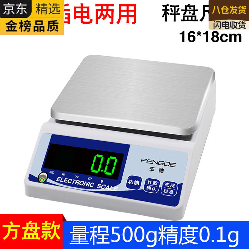 ATOX德国进口品牌电子秤0.01精准电子天平秤0.001g高精度珠宝黄金称高 【方盘】量程500g精度0.1g