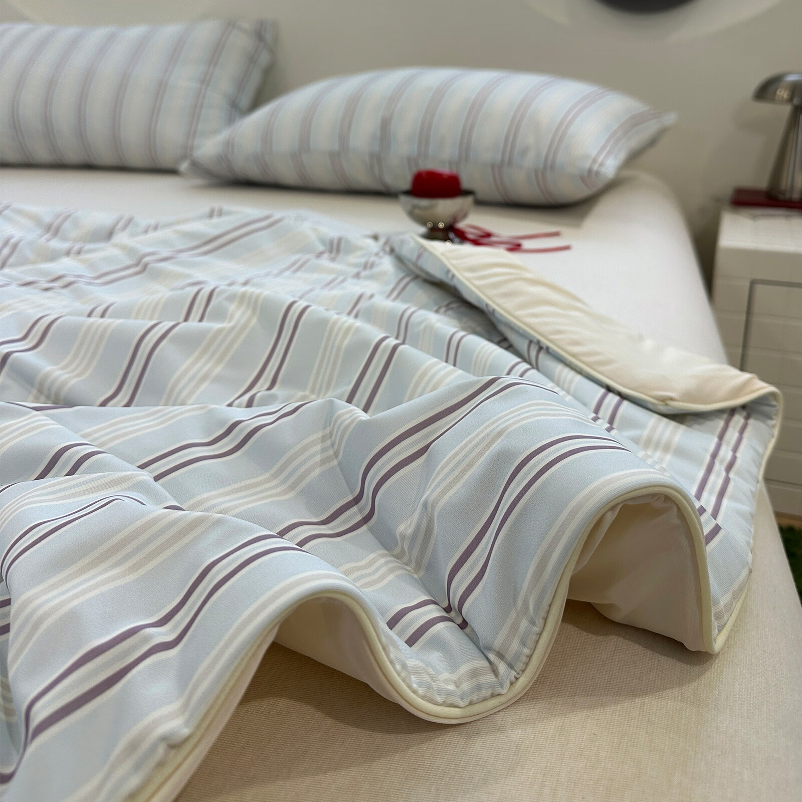 苏萱2026热卖A类条纹凉感冰丝夏被夏季天夏凉被空调被可机水洗单双人 凉感-左岸 双人夏被-200*230cm