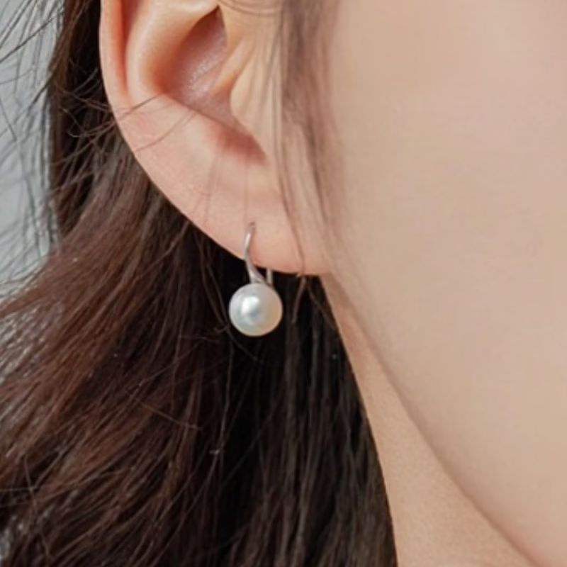 有幸珍珠耳钩天然淡水强光珍珠高跟鞋耳环简约百搭珍珠耳饰送妈妈礼物 合金淡水珍珠耳钩8-9mm 馒头形/强光【性价比款】