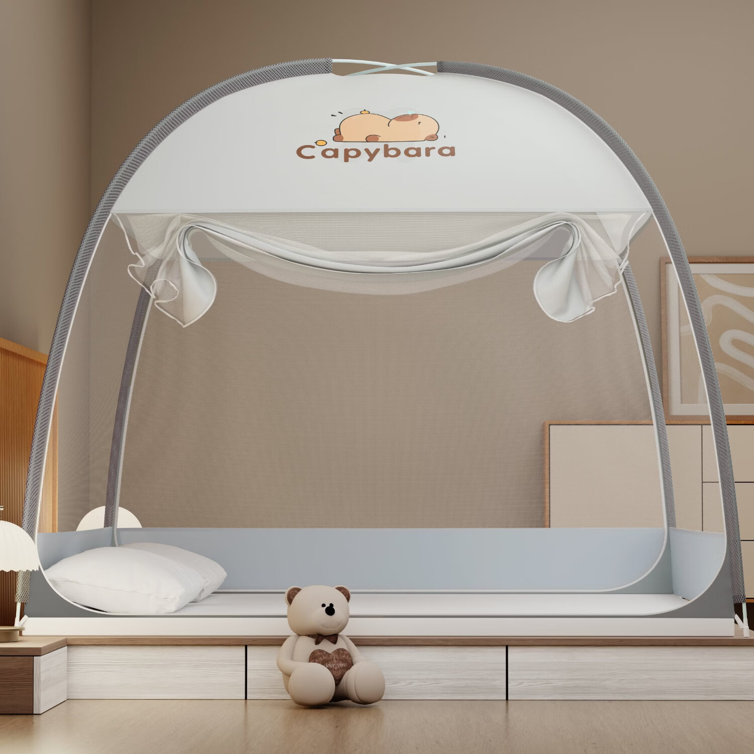 伊路卡新款免安装蒙古包蚊帐1.8x2米家用1.5米床1.2m儿童床蚊帐 卡皮巴拉【经典防蚊款】 120*198*140cm高