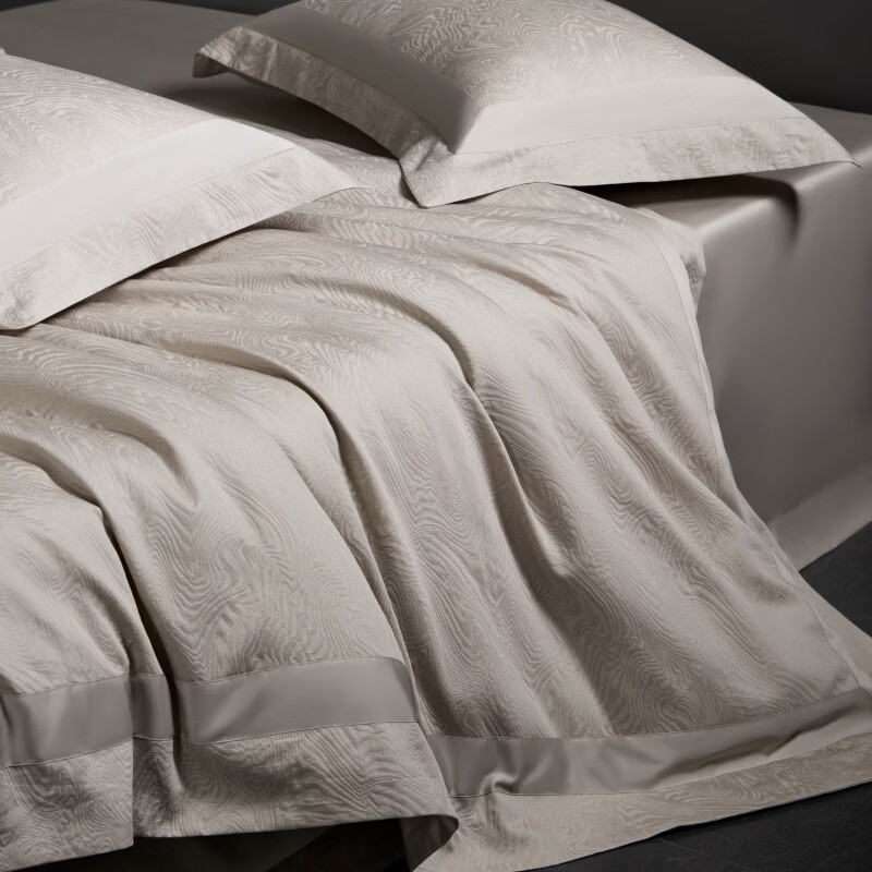 ROLAND LIVE全棉色织厚织浮雕提花四件套轻奢风被套床单简约纯棉床上用品 TGH 全棉提花四件套-圣托里尼浅灰 1.5米床 床单款 【被套200*230cm】