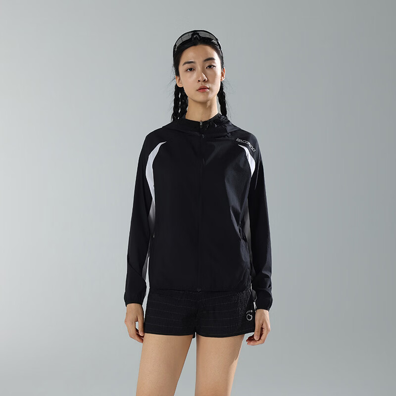 马孔多（macondo）26春夏新品羽燕皮肤衣透气男女同款拉链连帽防泼水轻量跑步外套 黑色 女款 2XL