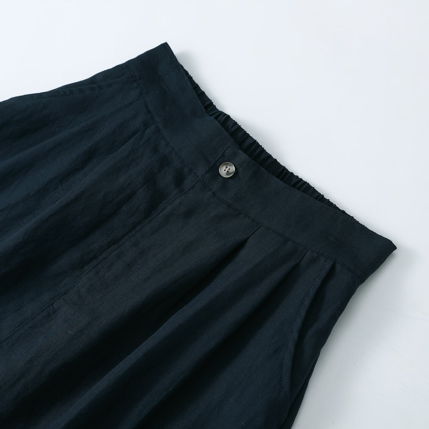 依凡芙天丝亚麻夏季百搭捏折显瘦遮肉A字松紧腰女装半身裙夏装新款 卡其色 M