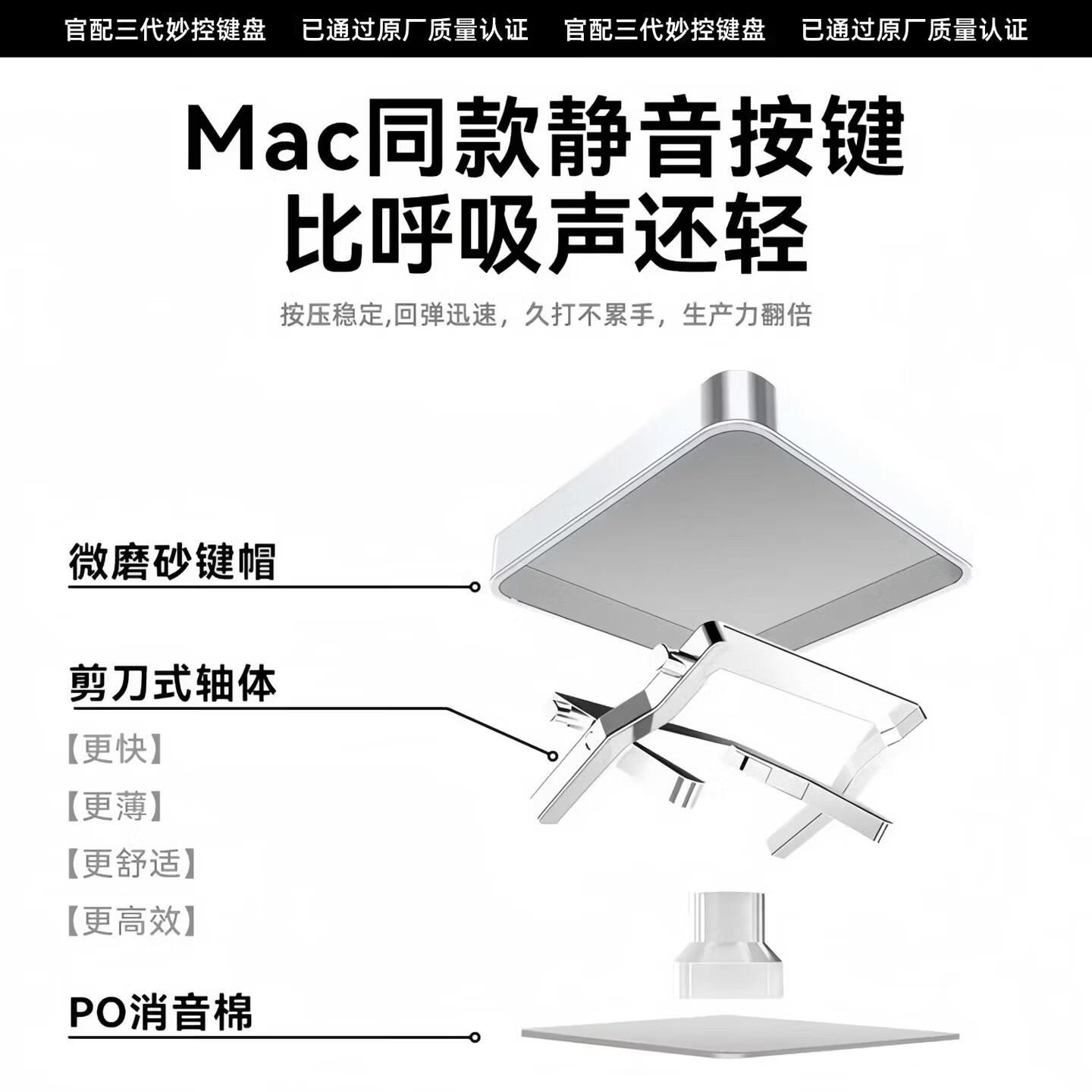 富有酷骑【热卖榜第1名】妙控鼠标键盘适配苹果MacBook笔记本ipad平板电脑台式air 无线键鼠蓝牙套装静音 妙控键盘-苹果白 78