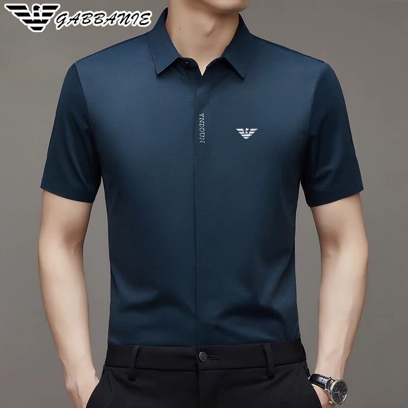 阿玛尼（ARMANI）正品男夏季新款男士无痕冰 丝短袖衬衫男装薄款弹力免烫衬衣高端 十大奢侈品男装国际一线品牌GA_2506白色 XL 175_