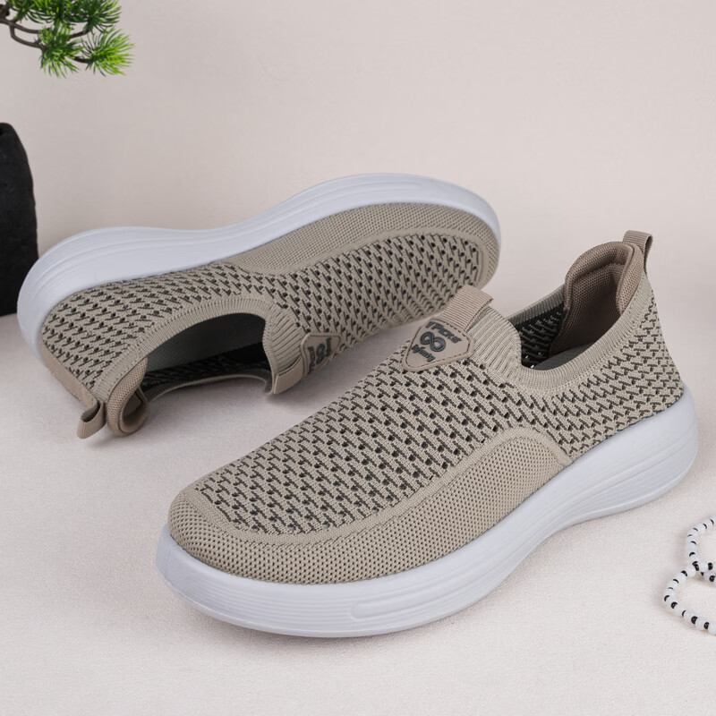 布瑞京（BURUIJING）夏季老北京布鞋男鞋透气网面镂空休闲鞋网眼轻便防滑软底爸爸网鞋 BRJ-12381米色 44