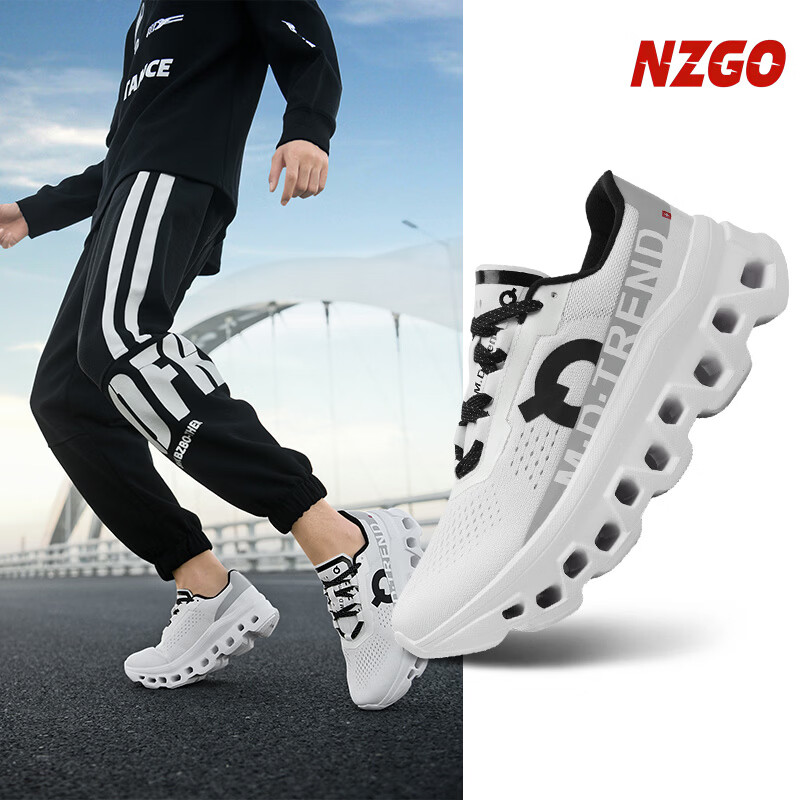 品牌断码运动鞋透气网面跑步鞋轻量舒适潮流怪兽鞋缓震男士休闲鞋 NZ-紫灰绿 43