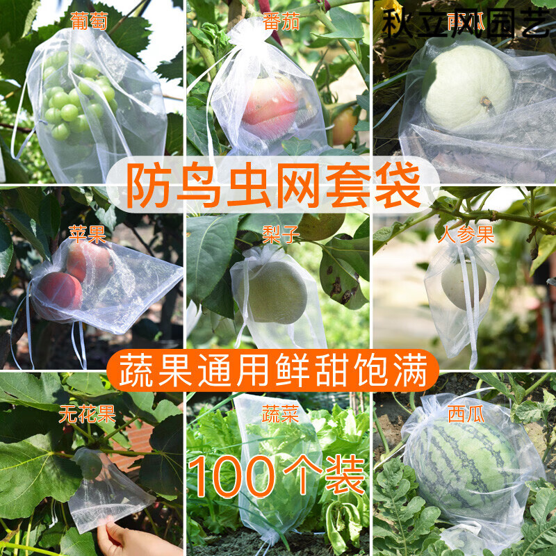 水果套袋果树防鸟防虫网袋专用葡萄无花果番石榴苹果桃子梨子芒果草莓枇杷保护 35x50cm/10个/如西瓜.南瓜.冬瓜.等