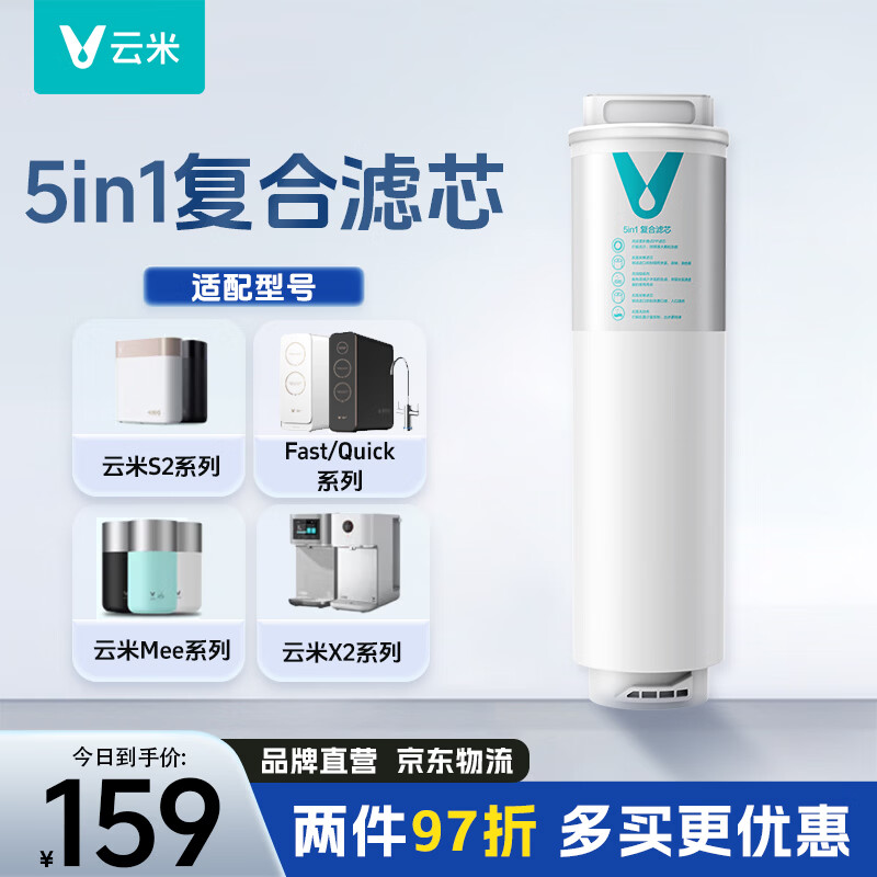 云米（VIOMI）升级款云米净水器滤芯适配机型S2、Fast3、X2、mee系列滤芯 1号5in1复合滤芯