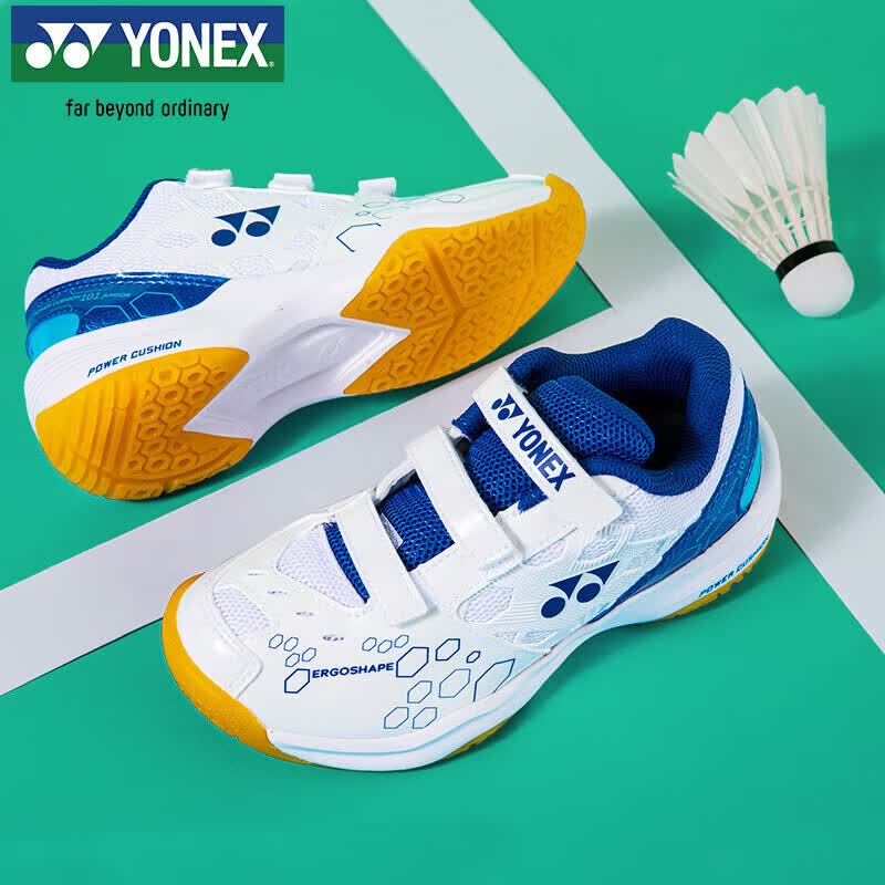 尤尼克斯（YONEX）羽毛球鞋yy基础款舒适亲子款青少年SHB101JRCR白/蓝35码