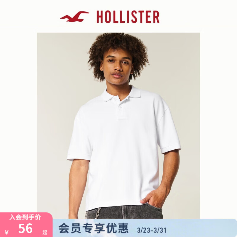 HOLLISTER美式25夏季街头百搭短袖POLO衫T恤男装324-5455 白色 S (175/92A)