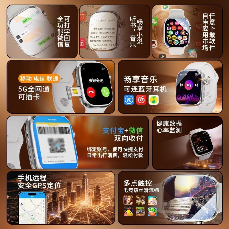 华为康5G全网通儿童电话手表长续航高清通话防水防丢GPS定位家长远程管控3-15岁初中小学生专用智能手表 皓月银【WIFI任意下载APP+学习AI+大电池】