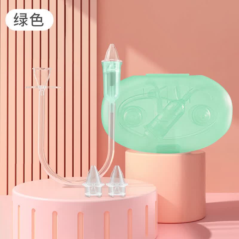 MABIS HEALTHCARE吸式寶寶吸鼻器嬰兒新生鼻塞通鼻神器嬰幼兒鼻涕鼻屎清理器 綠色-共3個(gè)吸頭-配收納盒