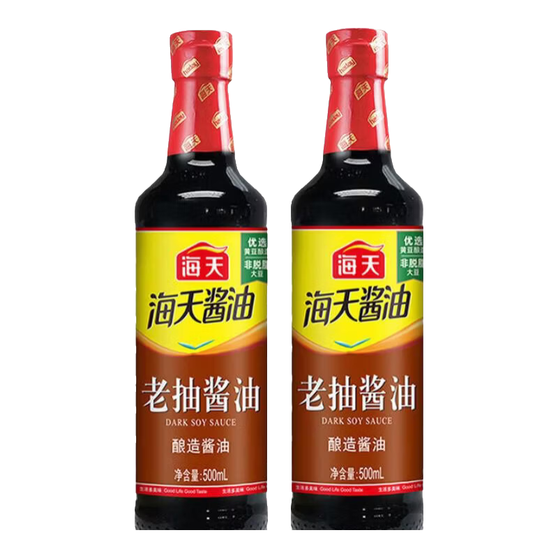 海天（HADAY）生抽酱油老抽酱油家用瓶装提味增鲜红烧上色非转基因黄豆酿造酱油 海天生抽酱油500mL*1