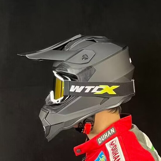 WTCX越野盔头盔拉力山地骑行摩托车全盔男女机车四季通用新国标3C 亮黑(WTCX风镜) XXL