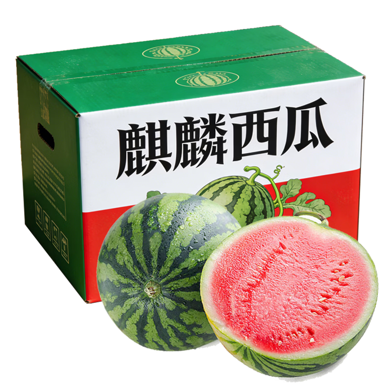 东鲜丰西双版纳西瓜麒麟西瓜正宗美都麒麟瓜冰糖红瓤西瓜当季新鲜水果 净重7-8斤【气柱+泡沫箱】