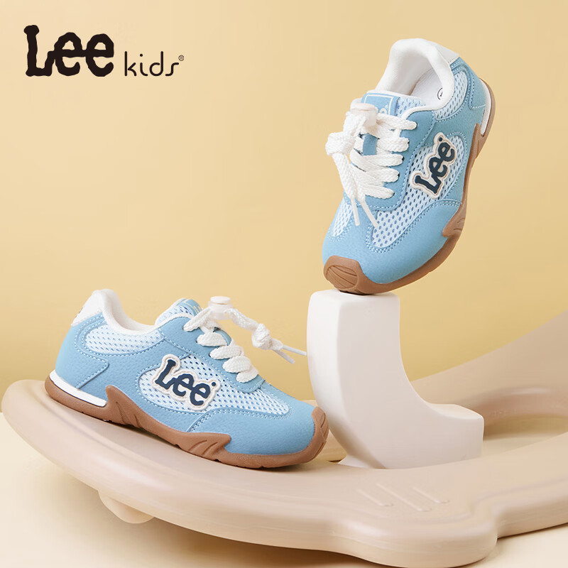 Lee童鞋春夏季新款儿童透气运动鞋男大童百搭跑步鞋女童 蓝色 33 【建议脚长205-210mm】