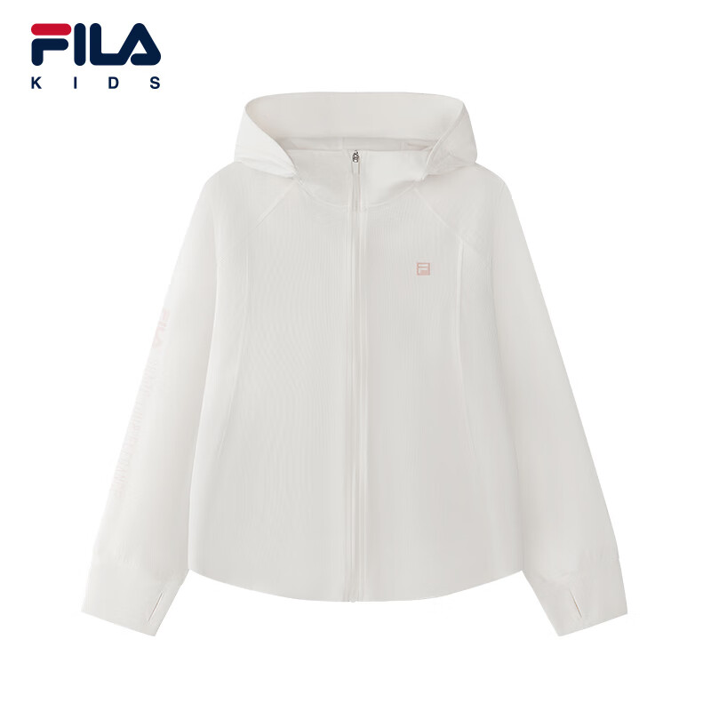 FILA【光匿科技】斐乐儿童童装外套2026年夏季新款女童中大童上衣 云白色-WT 140