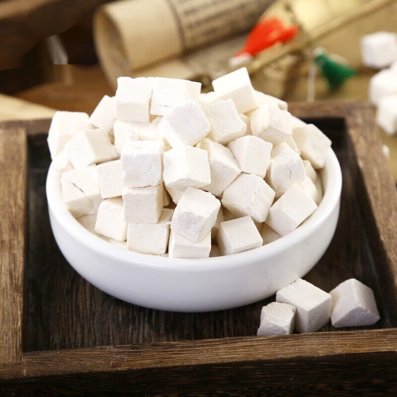 内廷上用云南茯苓500g克新货筛选白茯苓丁茯苓块茯苓粒可磨炒白茯苓粉 无硫茯苓100g（磨粉） 100g*1袋