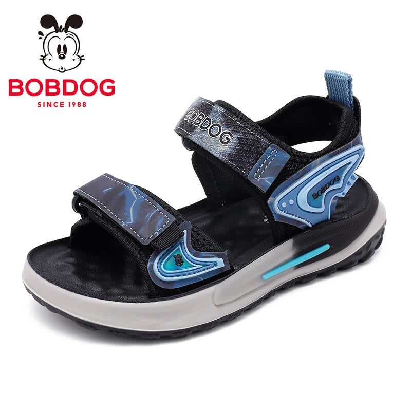 巴布豆(BOBDOG)童鞋儿童鞋子2026新款潮款男孩露趾运动凉鞋夏季男童溯溪鞋 绀蓝/黑 31 适合脚长18.5cm