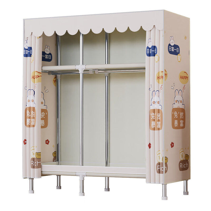 咏幻简易衣柜家用卧室结实耐用布衣柜钢管加粗加厚固出租房用组装衣橱 【200cm】优雅灰色【加粗加厚钢管 性价比款】