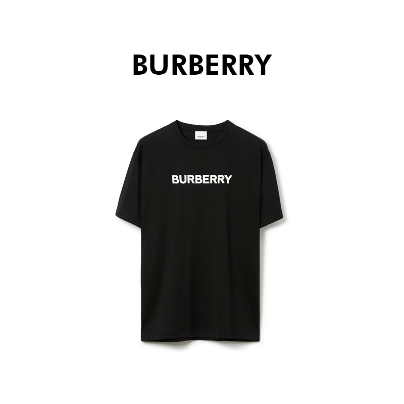 BURBERRY巴宝莉男士黑色棉质字母印花圆领短袖T恤80842331 XXS