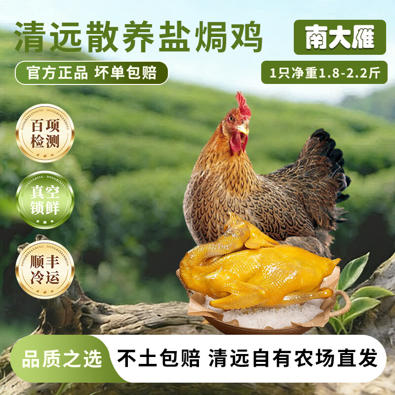 南大雁【广东清远鸡】五指毛桃盐焗鸡 扒鸡  加热即食整只现杀散养土鸡 家庭实惠装【3只5.4-6.6斤净重】赠送3包五指毛桃